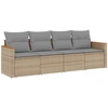 Image de vidaXL Ensemble de salon de jardin 4 pièces avec coussins Mélange beige Poly rotin