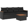 Image de vidaXL Ensemble de salon de jardin 5 pièces avec coussins noir poly rotin