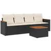 Image de vidaXL Ensemble de salon de jardin 5 pièces avec coussins noir poly rotin