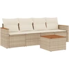 Image de vidaXL Ensemble de salon de jardin 5 pièces avec coussins Beige Poly Rattan