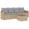 Image de vidaXL Ensemble de salon de jardin 5 pièces avec coussins Beige Poly Rattan