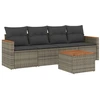 Image de vidaXL Ensemble de salon de jardin 5 pièces avec coussins Gris Poly rotin
