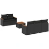 Image de vidaXL Ensemble de salon de jardin 6 pièces avec coussins noir poly rotin