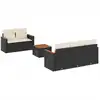 Image de vidaXL Ensemble de salon de jardin 6 pièces avec coussins noir poly rotin