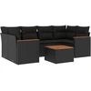Image de vidaXL Ensemble de salon de jardin 7 pièces avec coussins noir poly rotin