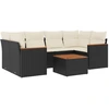 Image de vidaXL Ensemble de salon de jardin 7 pièces avec coussins noir poly rotin
