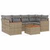 Image de vidaXL Ensemble de salon de jardin 7 pièces avec coussins Beige Poly Rattan