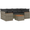Image de vidaXL Ensemble de salon de jardin 7 pièces avec coussins Gris Poly rotin