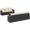 Image de vidaXL Ensemble de jardin canapé 8 pièces avec coussins noir poly rotin