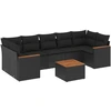 Image de vidaXL Ensemble de jardin canapé 8 pièces avec coussins noir poly rotin
