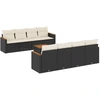 Image de vidaXL Ensemble de salon de jardin 9 pièces avec coussins noir poly rotin