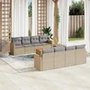 Image de vidaXL Ensemble de salon de jardin 9 pièces avec coussins beige Poly rotin
