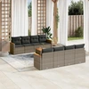 Image de vidaXL Ensemble de salon de jardin 9 pièces avec coussins Gris Poly rotin