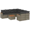 Image de vidaXL Ensemble de salon de jardin 9 pièces avec coussins Gris Poly rotin