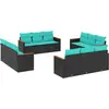 Image de vidaXL Ensemble de 12 canapés de jardin avec coussins, polyrattan noir