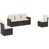 Image de vidaXL Ensemble de salon de jardin 5 pièces avec coussins noir poly rotin