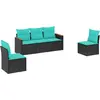 Image de vidaXL Ensemble de 5 canapés de jardin avec coussins, polyrattan noir