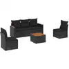 Image de vidaXL Ensemble de salon de jardin 6 pièces avec coussins noir poly rotin