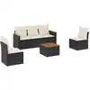 Image de vidaXL Ensemble de salon de jardin 6 pièces avec coussins noir poly rotin