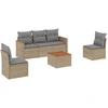Image de vidaXL Ensemble de salon de jardin 6 pièces avec coussins Beige Poly Rattan