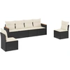 Image de vidaXL Ensemble de salon de jardin 6 pièces avec coussins noir poly rotin