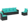 Image de vidaXL Ensemble de 6 canapés de jardin avec coussins, polyrattan noir
