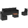 Image de vidaXL Ensemble de salon de jardin 7 pièces avec coussins noir poly rotin