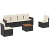 Image de vidaXL Ensemble de salon de jardin 7 pièces avec coussins noir poly rotin