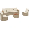 Image de vidaXL Ensemble de salon de jardin 7 pièces avec coussins Beige Poly Rattan