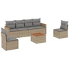 Image de vidaXL Ensemble de salon de jardin 7 pièces avec coussins Beige Poly Rattan