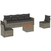 Image de vidaXL Ensemble de salon de jardin 7 pièces avec coussins Gris Poly rotin