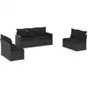 Image de vidaXL Ensemble de salon de jardin 7 pièces avec coussins noir poly rotin