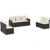 Image de vidaXL Ensemble de salon de jardin 7 pièces avec coussins noir poly rotin