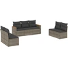 Image de vidaXL Ensemble de salon de jardin 7 pièces avec coussins Gris Poly rotin