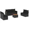 Image de vidaXL Ensemble de jardin canapé 8 pièces avec coussins noir poly rotin