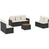 Image de vidaXL Ensemble de jardin canapé 8 pièces avec coussins noir poly rotin