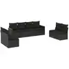 Image de vidaXL Ensemble de jardin canapé 8 pièces avec coussins noir poly rotin