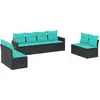 Image de vidaXL Ensemble de 8 canapés de jardin avec coussins, polyrattan noir