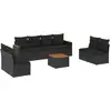 Image de vidaXL Ensemble de salon de jardin 9 pièces avec coussins noir poly rotin