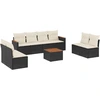 Image de vidaXL Ensemble de salon de jardin 9 pièces avec coussins noir poly rotin