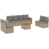 Image de vidaXL Ensemble de salon de jardin 9 pièces avec coussins beige Poly rotin