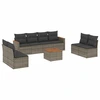 Image de vidaXL Ensemble de salon de jardin 9 pièces avec coussins Gris Poly rotin