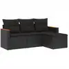 Image de vidaXL Ensemble de salon de jardin 4 pièces avec coussins noir poly rotin