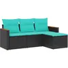 Image de vidaXL Ensemble canapé de jardin 4 pièces avec coussins, polyrattan noir