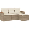 Image de vidaXL Ensemble de salon de jardin 4 pièces avec coussins Beige Poly Rattan