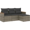 Image de vidaXL Ensemble de salon de jardin 4 pièces avec coussins Gris Poly rotin