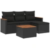 Image de vidaXL Ensemble de salon de jardin 5 pièces avec coussins noir poly rotin