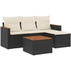 Image de vidaXL Ensemble de salon de jardin 5 pièces avec coussins noir poly rotin