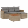Image de vidaXL Ensemble de salon de jardin 5 pièces avec coussins Beige Poly Rattan