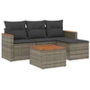 Image de vidaXL Ensemble de salon de jardin 5 pièces avec coussins Gris Poly rotin